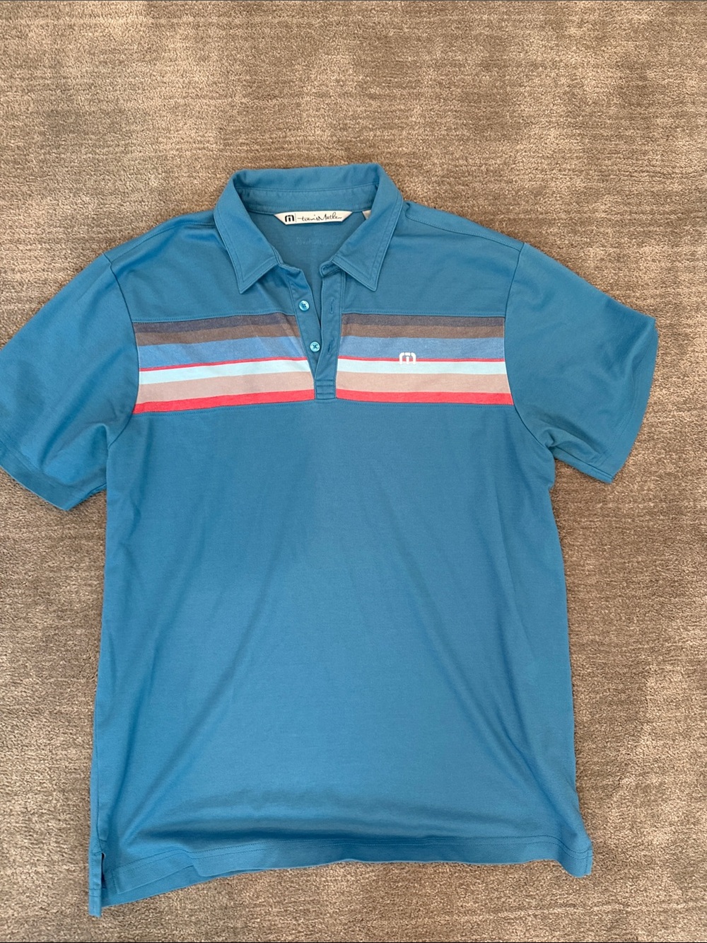 Travis Mathew Polo with Multicolor Chest Stripes